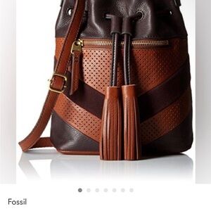 Fossil Two-Tone Leather Crossbody Bag